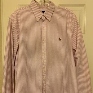 Men’s polo collared long sleeve button up shirt.